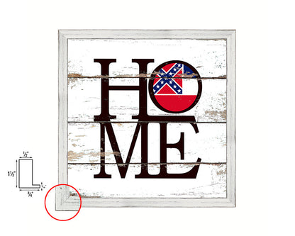 Mississippi State Flag Home Sign Framed Print Decor Wall Art Gifts