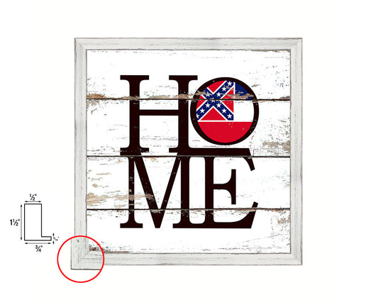 Mississippi State Flag Home Sign Framed Print Decor Wall Art Gifts