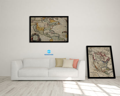 North America Louis Hennepin In Amsterdam 1698 Historical Map Framed Print Art Wall Decor Gifts
