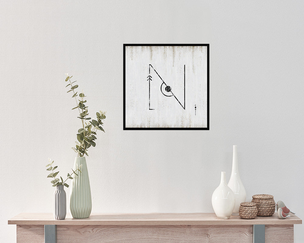 Letter N Custom Scrabble Sign Framed Prints Wall Art Decor Gifts, White Wash