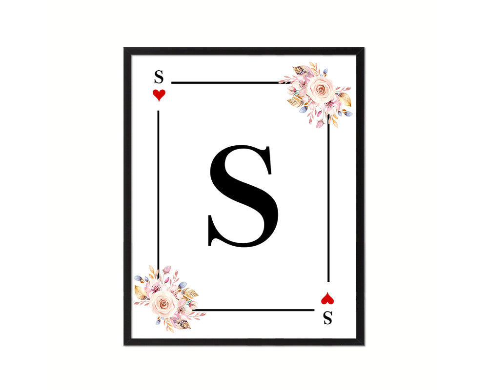 Letter S Custom Initial Boho Monogram Playing Card Framed Prints Wall Art