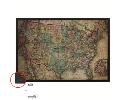 United States Mitchell 1870 Vintage Map Framed Print Art Wall Decor Gifts