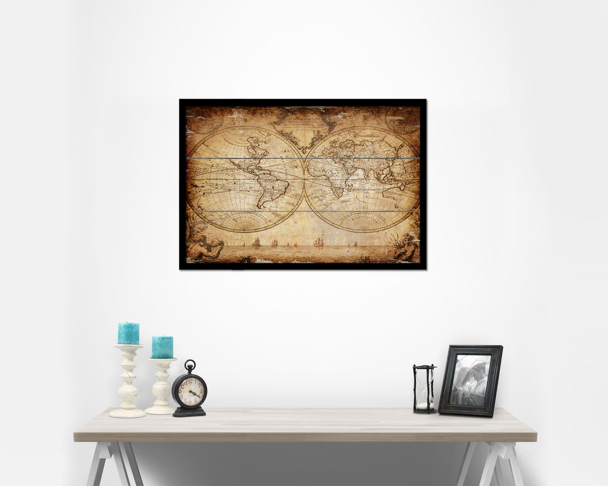 World Johann Matthias Hase 1733 Antique Map Framed Print Art Wall Decor Gifts
