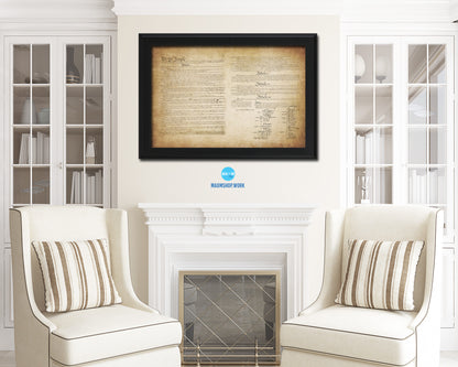 Constitution We the people US Historical Print Art Wood Framed Wall Decor Gifts, 12" x 16"
