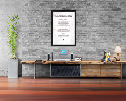 Maimonides Oath Declarations Gifts for Medical Students Doctor Office Decor Wall Art, White