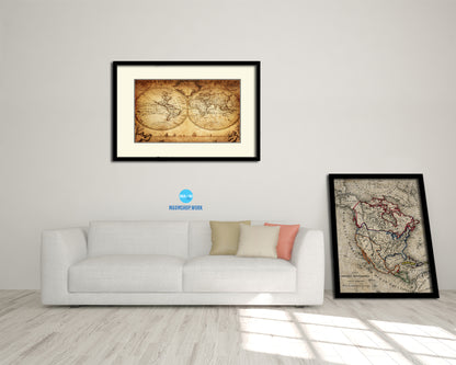World Johann Matthias Hase 1733 Old Map Framed Print Art Wall Decor Gifts