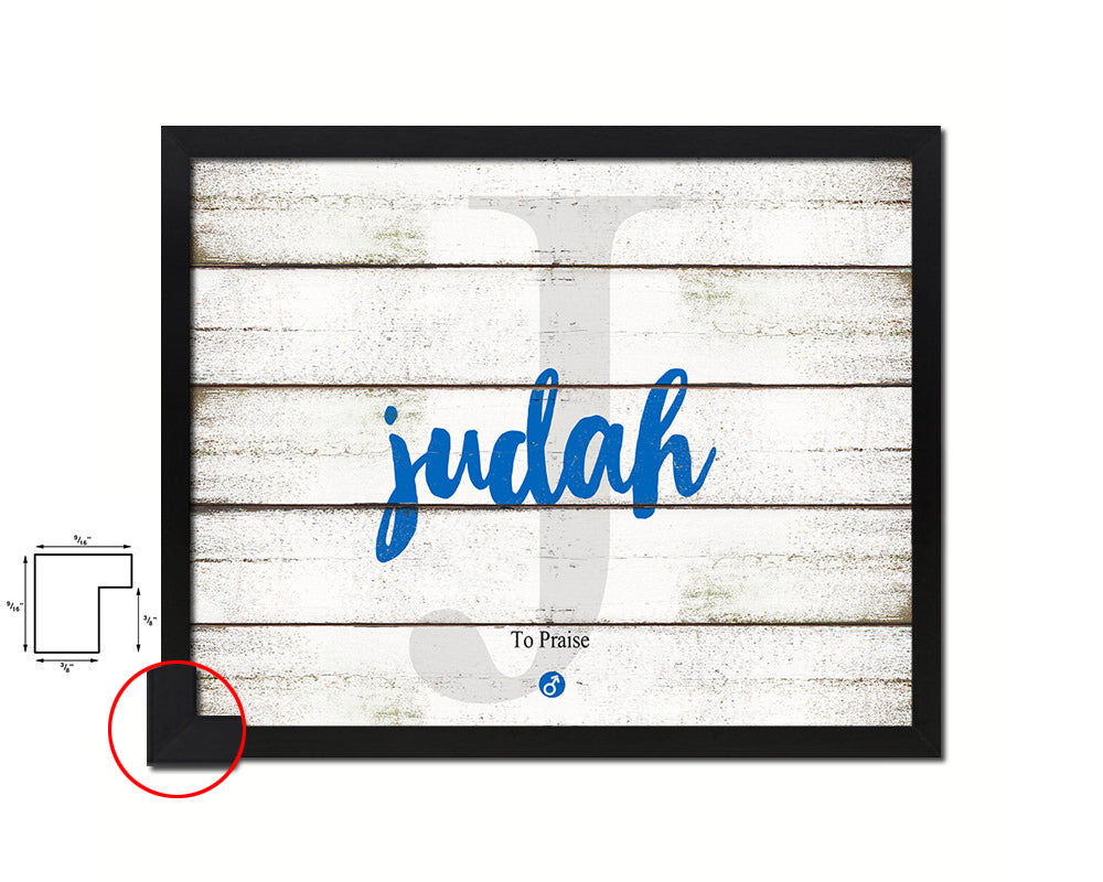 Judah Personalized Bible Name Plate Framed Print Art Kids Baby Room Wall Decor Gifts