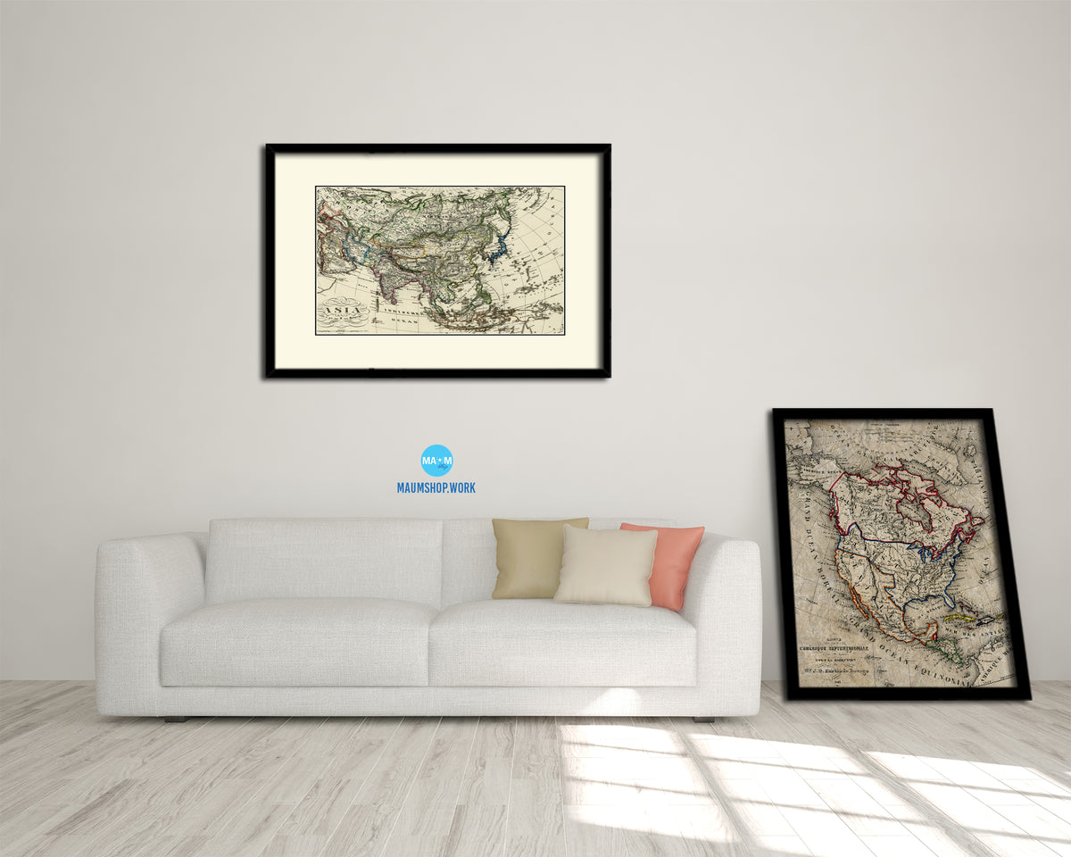 Asia 1872 Old Map Framed Print Art Wall Decor Gifts