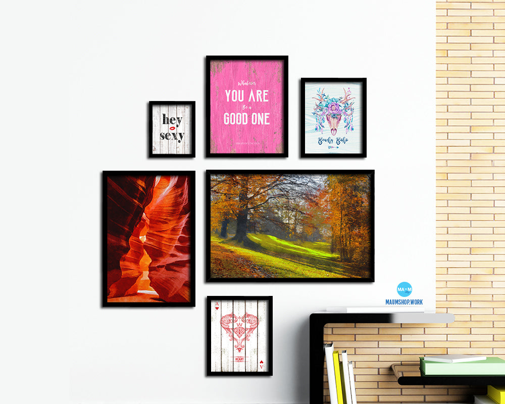 Autumn Park Path Landscape Painting Print Art Frame Home Wall Decor Gifts