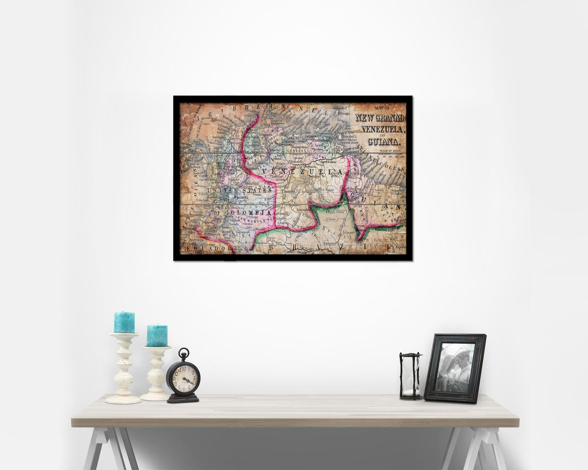 Venezuela Antique Map Framed Print Art Wall Decor Gifts