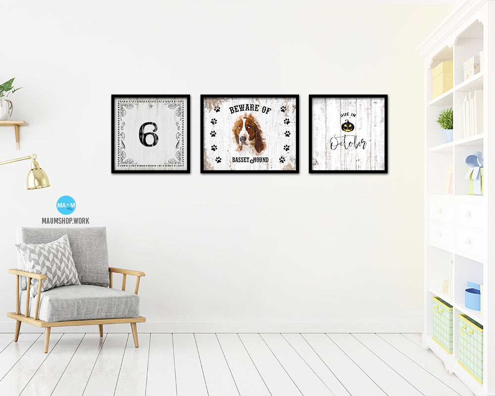 Number 6 Custom Monogram Name Sign Framed Prints Wall Art Décor, White Wash