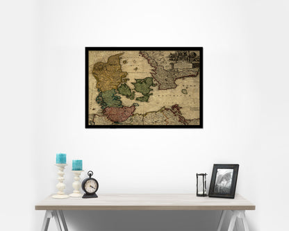 Denmark Centuries Latin Historical Map Framed Print Art Wall Decor Gifts