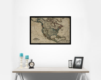 North America Stieler Dark Version 1872 Historical Map Framed Print Art Wall Decor Gifts