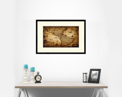 America 1690 Old Map Framed Print Art Wall Decor Gifts