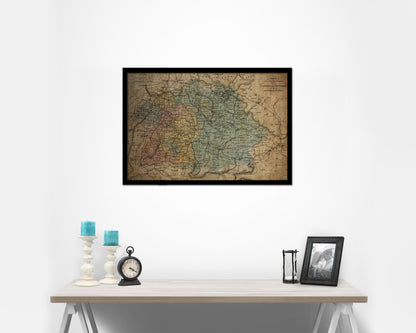 Bavaria Germany Vintage Map Framed Print Art Wall Decor Gifts