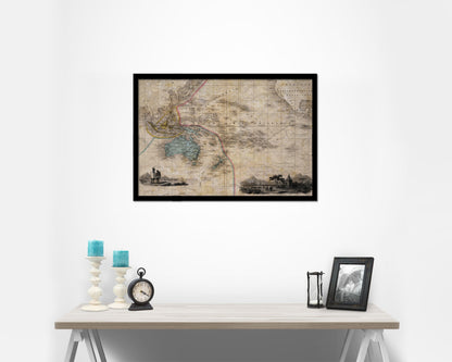 Australia New Zealand Oceania Cruises Historical Map Framed Print Art Wall Decor Gifts