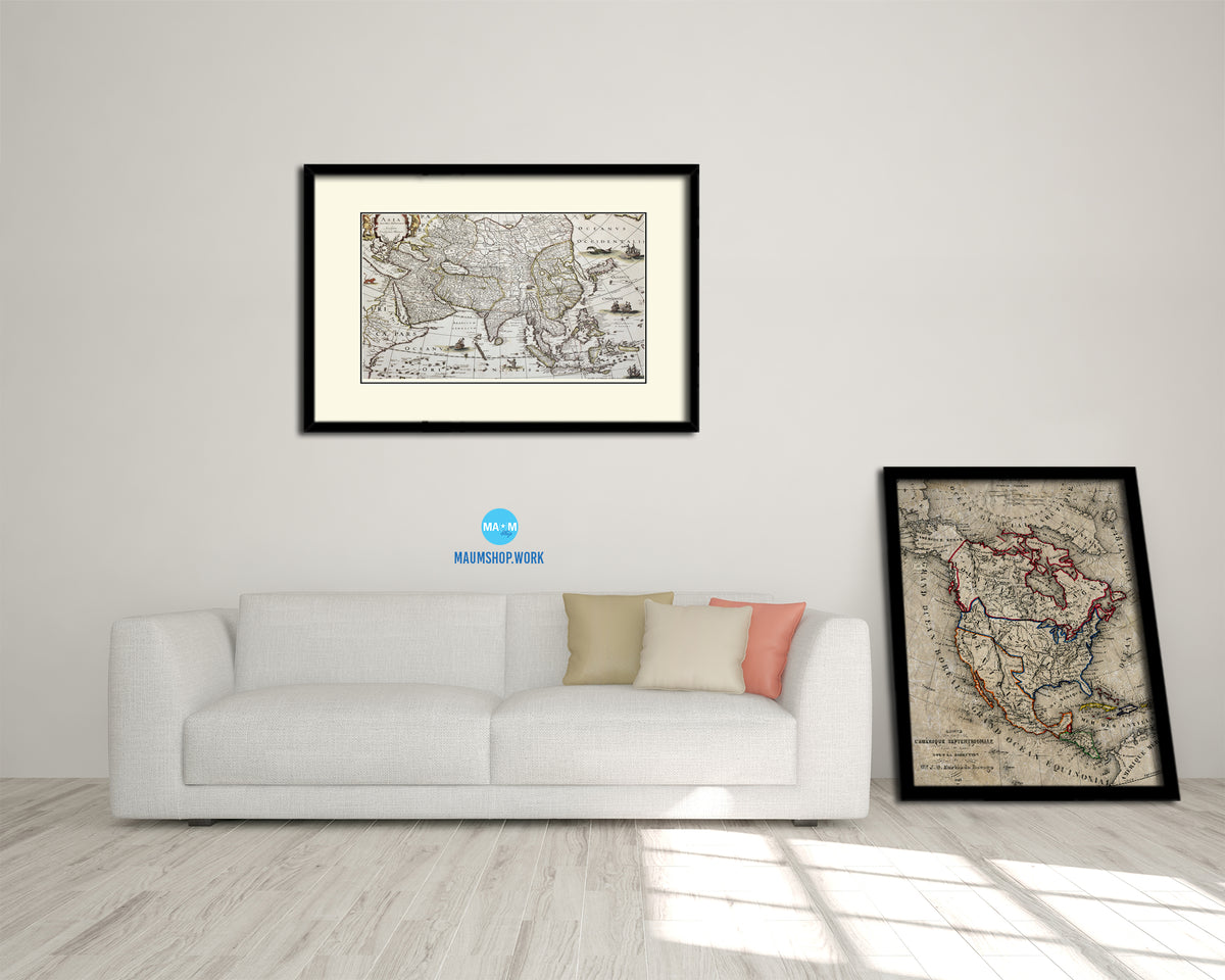 Asia Willem Blaeu Amsterdam 1640 Old Map Framed Print Art Wall Decor Gifts