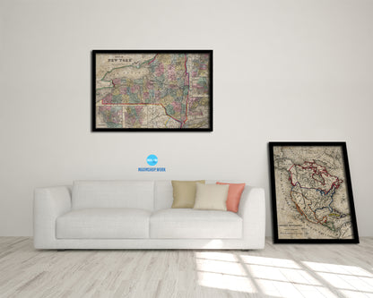 New York 1870 Historical Map Framed Print Art Wall Decor Gifts