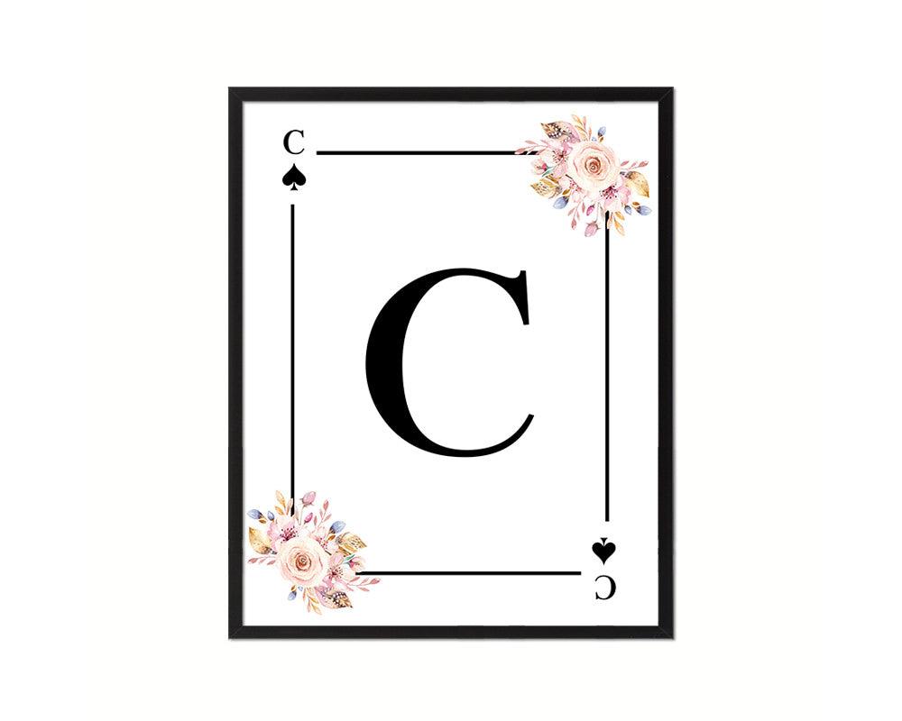 Letter C Custom Initial Boho Monogram Playing Card Framed Prints Wall Art