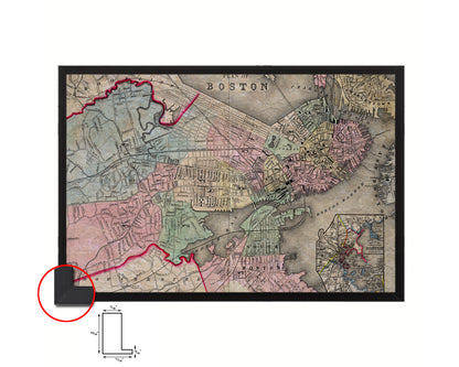 Boston Historical Map Framed Print Art Wall Decor Gifts
