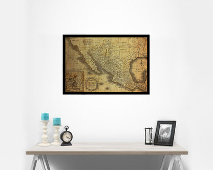 Mexico London 1821 Vintage Map Framed Print Art Wall Decor Gifts