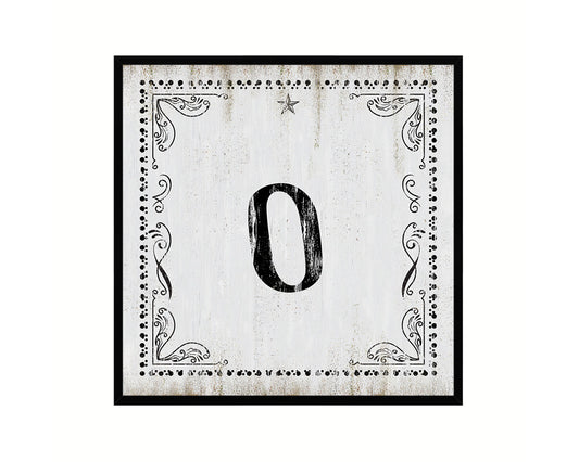Letters O Custom Monogram Name Sign Framed Prints Wall Art Décor, White Wash
