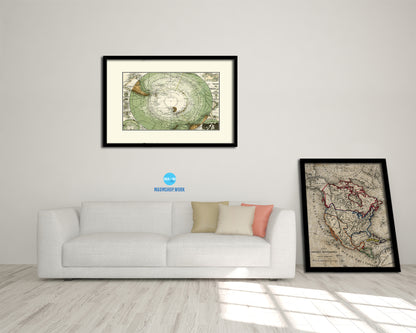 Antarctica South Pole 1872 Old Map Framed Print Art Wall Decor Gifts