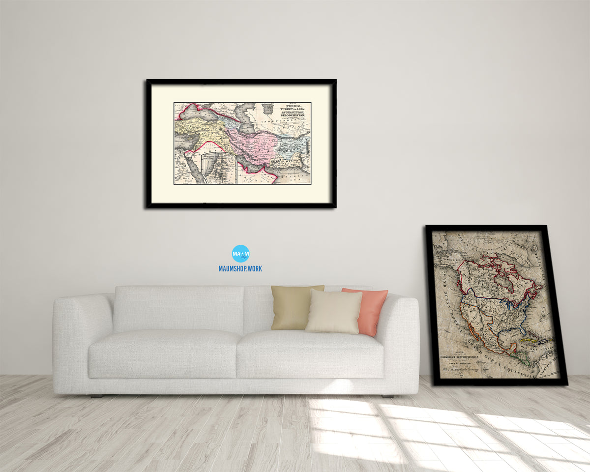 Persia Iraq Iran Afghanistan Old Map Framed Print Art Wall Decor Gifts