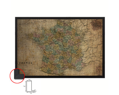 France and Paris Vintage Map Framed Print Art Wall Decor Gifts