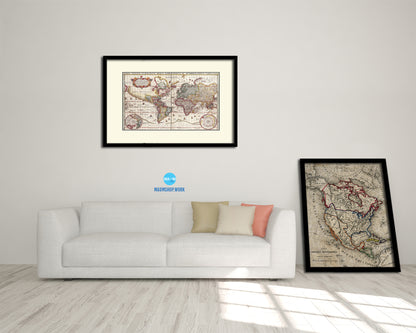 World Nicolaes Visscher in Amsterdam 1652 Old Map Framed Print Art Wall Decor Gifts
