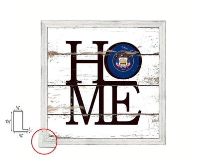 Utah State Flag Home Sign Framed Print Decor Wall Art Gifts