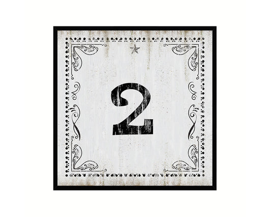 Number 2 Custom Monogram Name Sign Framed Prints Wall Art Décor, White Wash