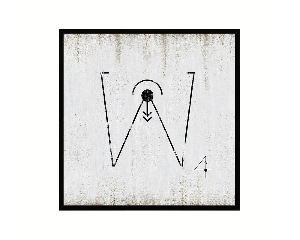 Letter W Custom Scrabble Sign Framed Prints Wall Art Decor Gifts, White Wash