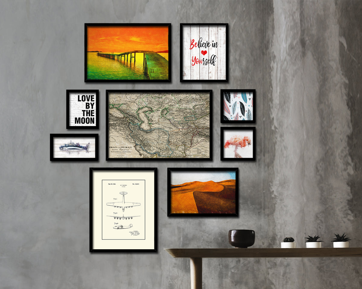 Middle East Iran Iraq Historical Map Framed Print Art Wall Decor Gifts