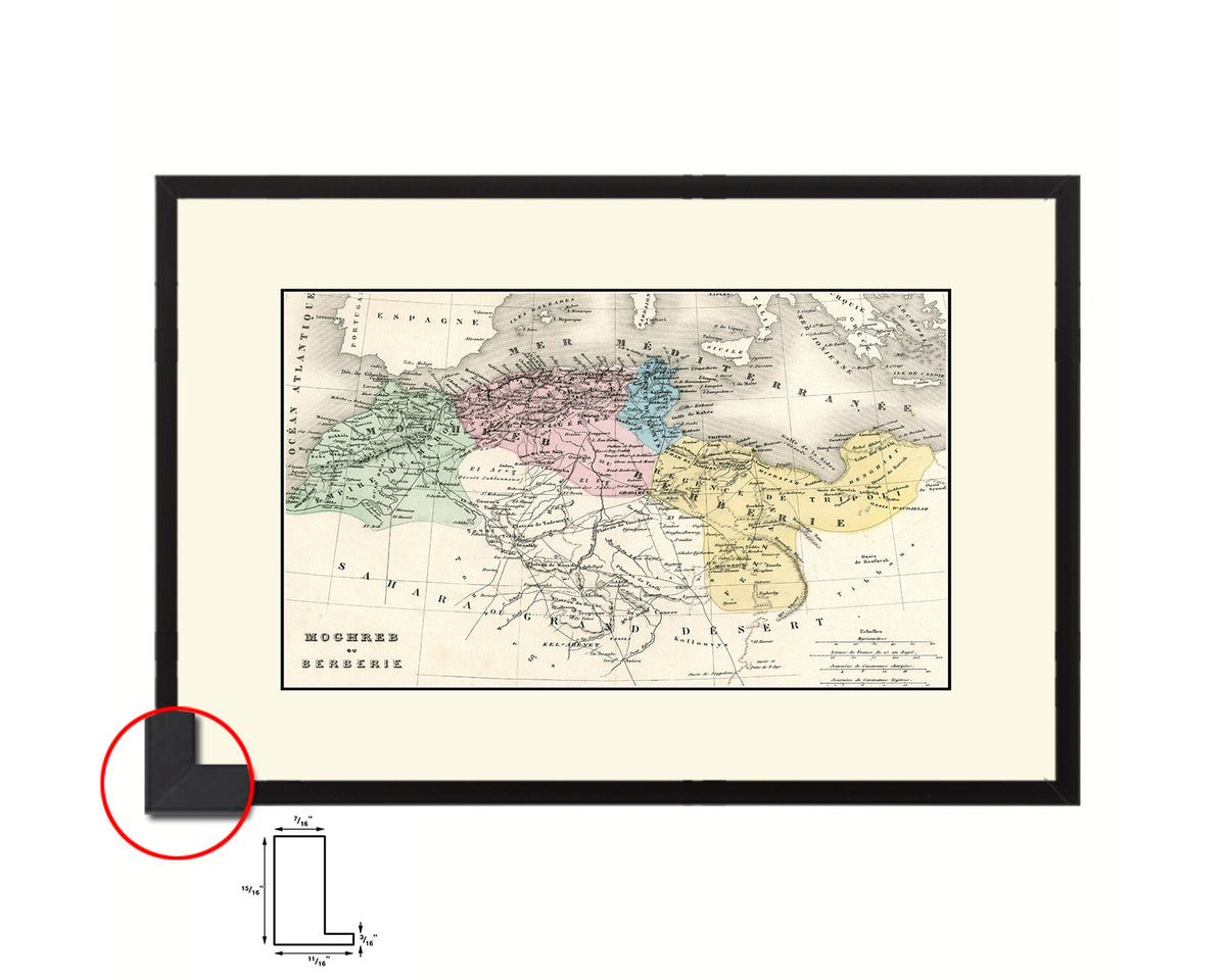 Barbary Coast of North Africa Old Map Framed Print Art Wall Decor Gifts