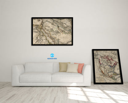 Saudi Arabia Iraq Middle East 1875 Historical Map Framed Print Art Wall Decor Gifts