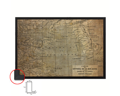 Yellow Sea Coast Erhard Bonaparte Paris 1864 Vintage Map Framed Print Art Wall Decor Gifts