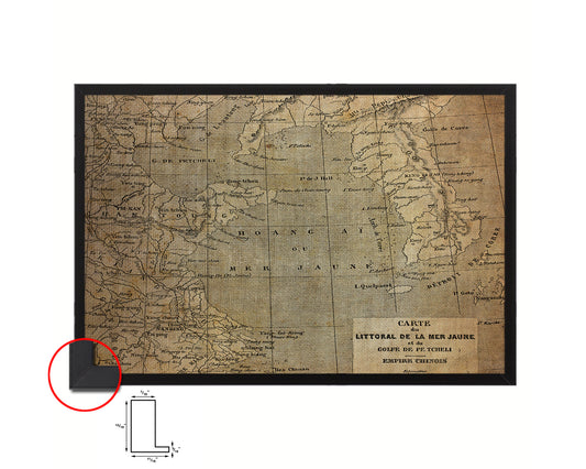 Yellow Sea Coast Erhard Bonaparte Paris 1864 Vintage Map Framed Print Art Wall Decor Gifts