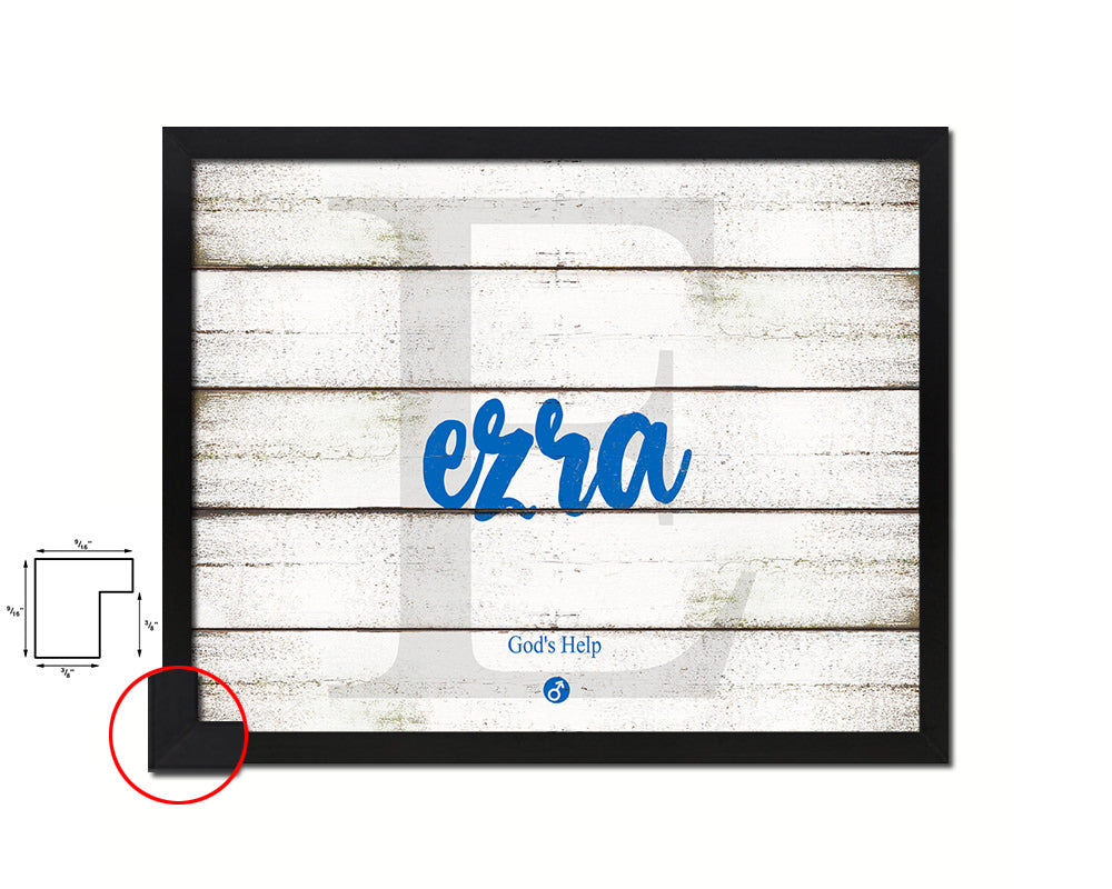 Ezra Personalized Bible Name Plate Framed Print Art Kids Baby Room Wall Decor Gifts