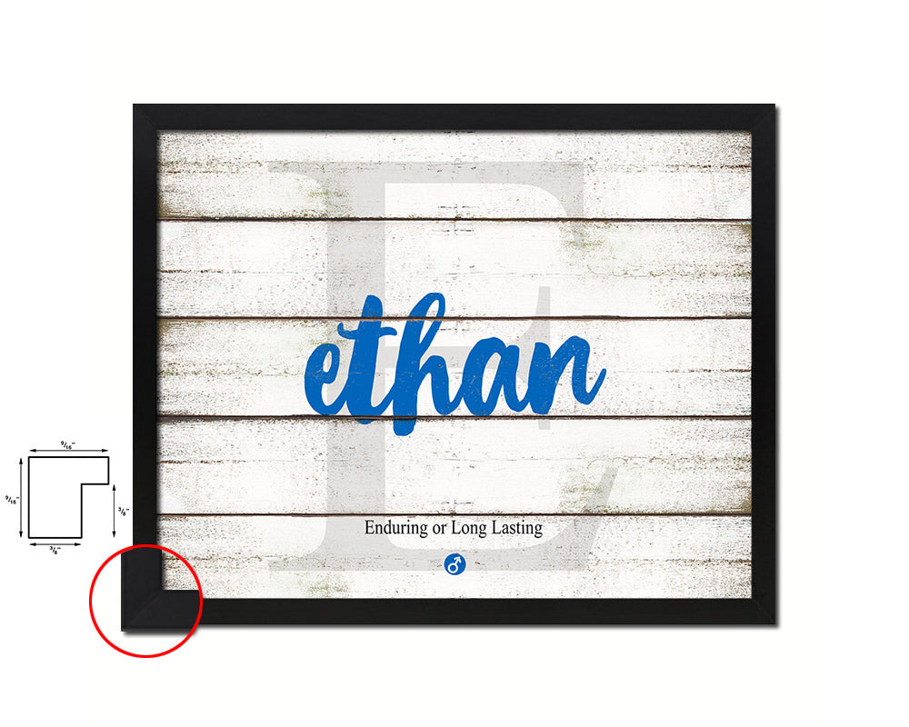 Ethan Personalized Bible Name Plate Framed Print Art Kids Baby Room Wall Decor Gifts