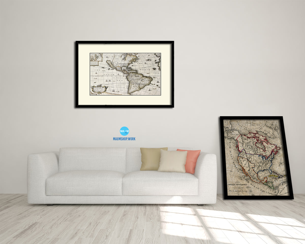 America Greenland John Speed London 1627 Old Map Framed Print Art Wall Decor Gifts