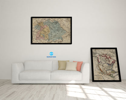 Bavaria Germany Historical Map Framed Print Art Wall Decor Gifts
