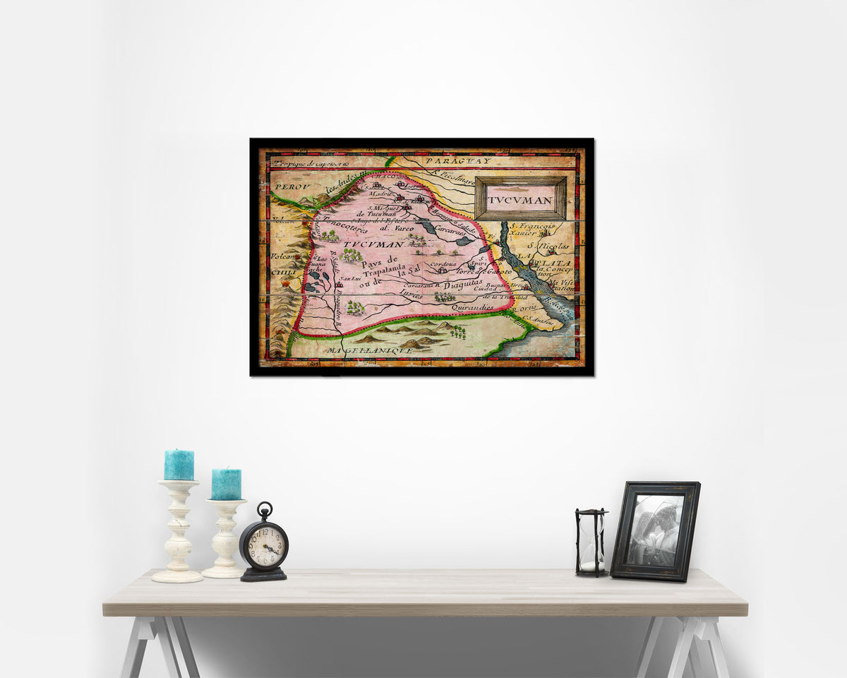 Argentina Buenos Aires San Miguel de Tucumán 1679 Antique Map Framed Print Art Wall Decor Gifts