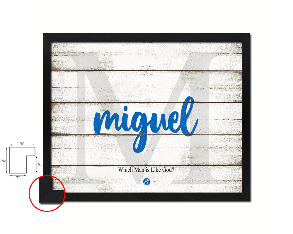 Miguel Personalized Bible Name Plate Framed Print Art Kids Baby Room Wall Decor Gifts