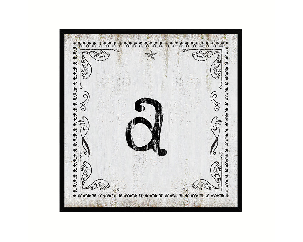 Letters A Custom Monogram Name Sign Framed Prints Wall Art Décor, White Wash