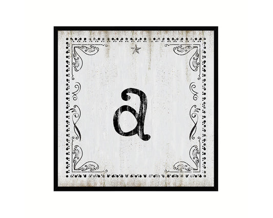 Letters A Custom Monogram Name Sign Framed Prints Wall Art Décor, White Wash