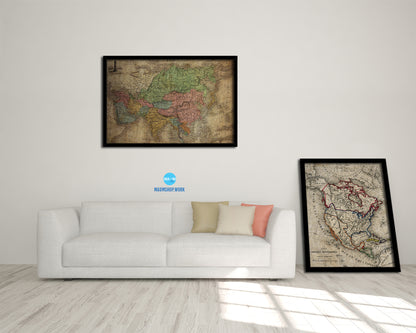 Asia 1875 Vintage Map Framed Print Art Wall Decor Gifts