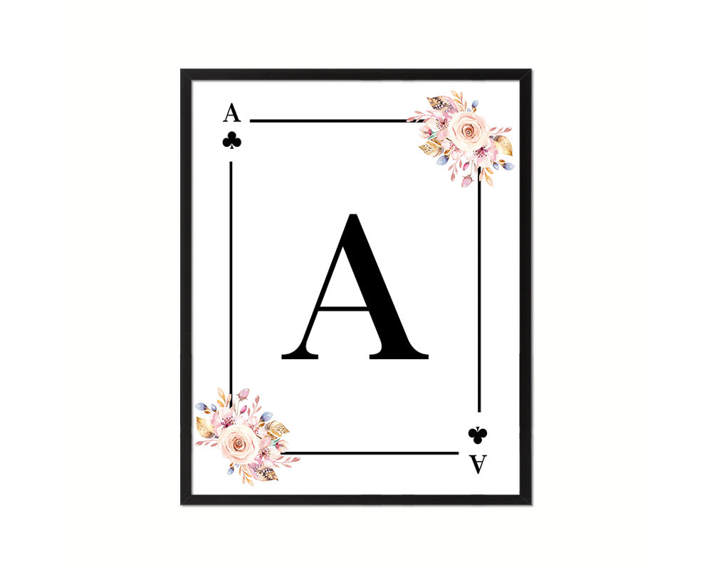 Letter A Custom Initial Boho Monogram Playing Card Framed Prints Wall Art