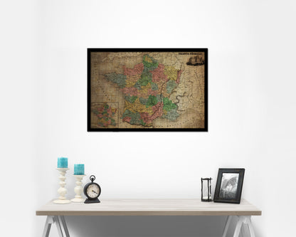 Medieval France Crusades Vintage Map Framed Print Art Wall Decor Gifts