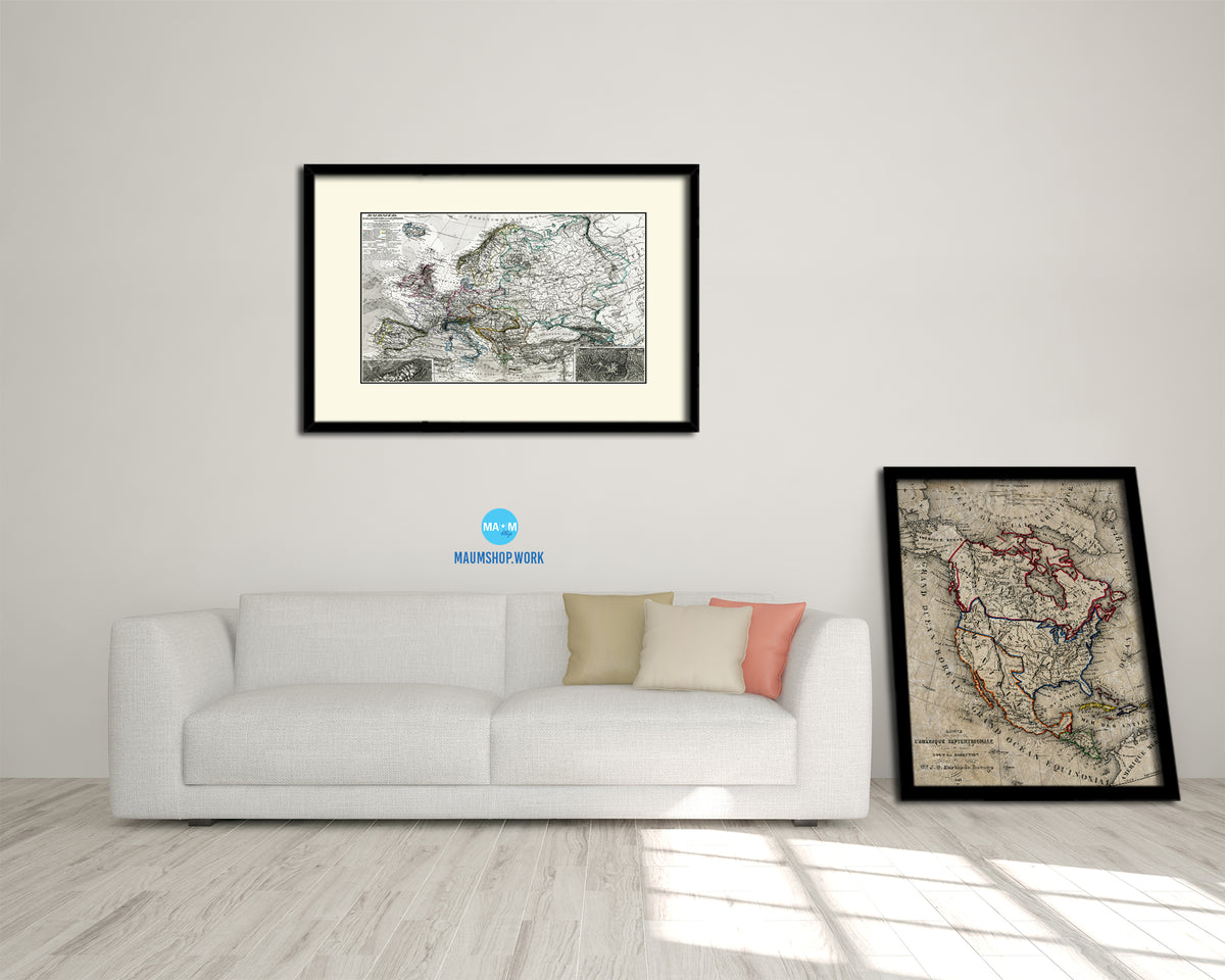 Europe 1872 Old Map Framed Print Art Wall Decor Gifts